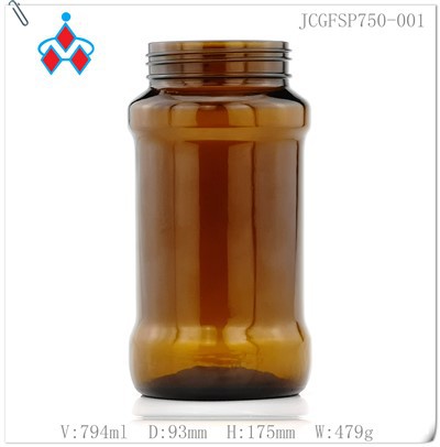 Amberkleurige glazen pot 750 ml